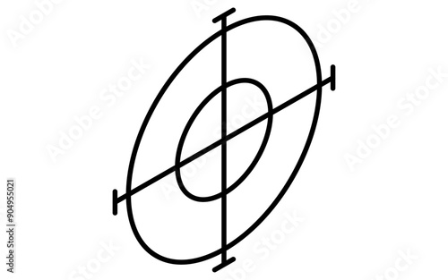 Business icons for gun sights, target and goal attainment, and goal, isometric illustrations