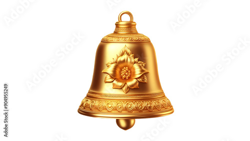 isolated gold bell. 3d bell realistic illustration