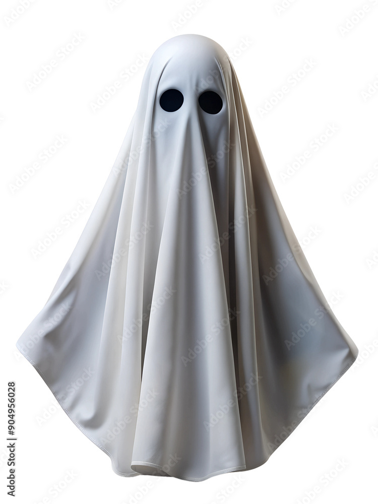 White ghost with black eyes on isolated PNG background. White ghost with black eyes on isolated PNG background.