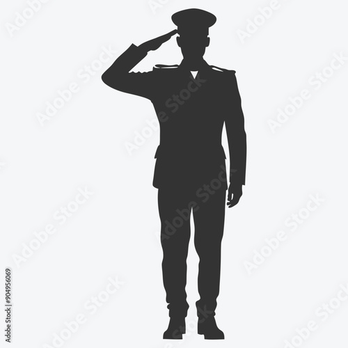 Soldier-Salute Silhouettes Vector Premium Collection of Military Salute Illustrations
