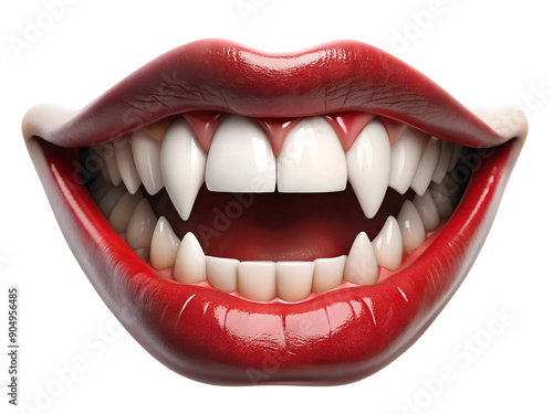 Halloween Dracula's fangs on isolated PNG background.