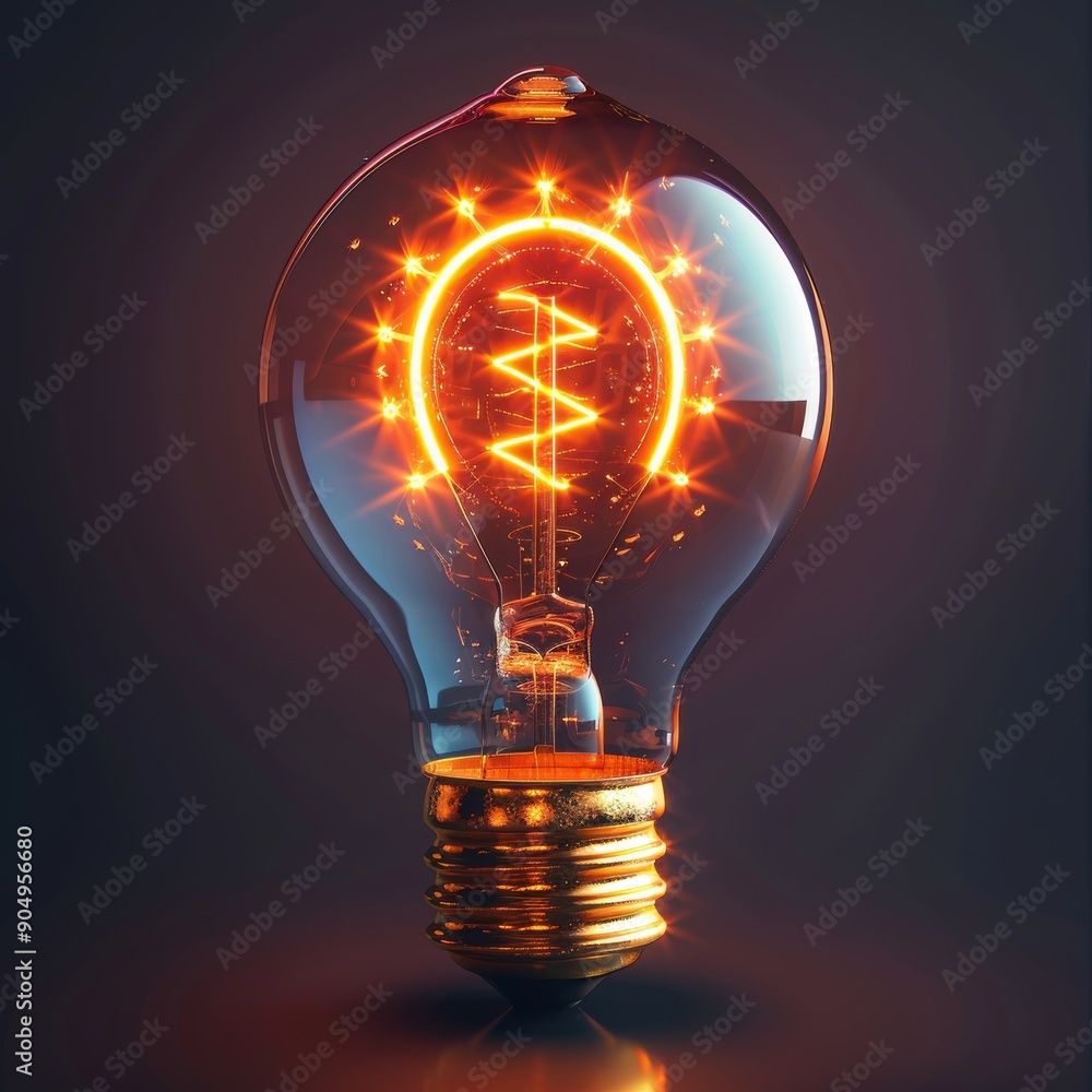 A 3D icon featuring a glowing light bulb, representing innovation and success. The intricate design and bright illumination make it a captivating illustration. A 3D icon featuring a glowing light bulb, representing innovation and success. The intricate design and bright illumination make it a captivating illustration.