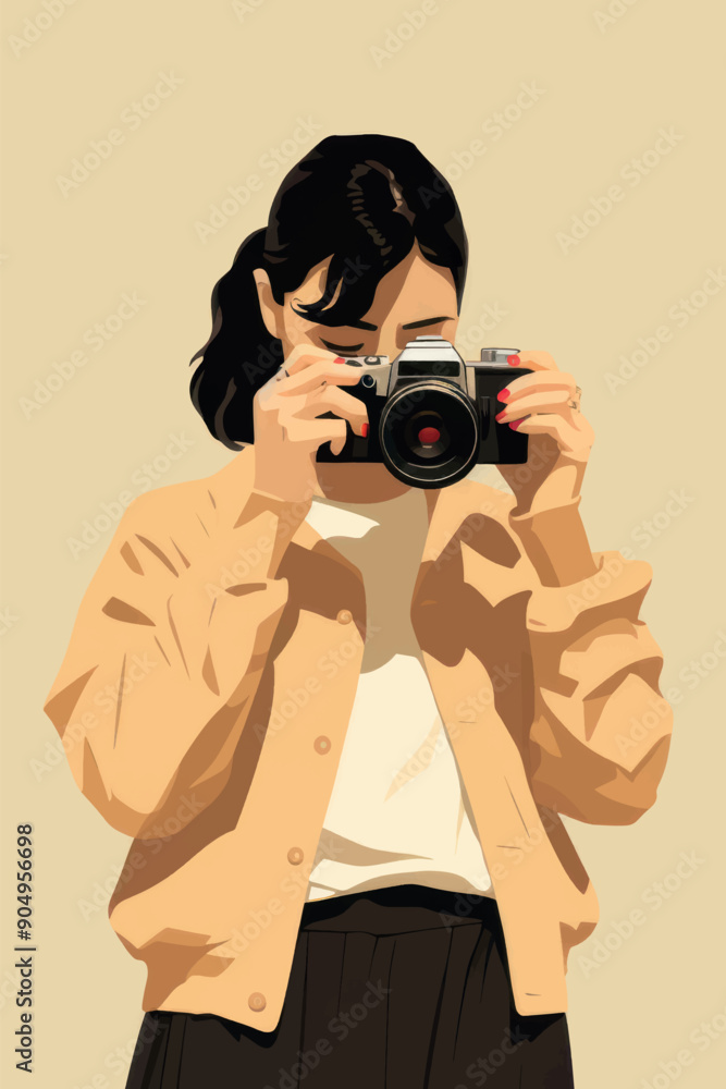 Woman photographing with camera Woman photographing with camera