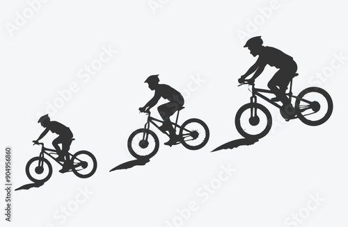 Epic Extreme Downhill Mountain Bike Silhouettes Logo Vector
