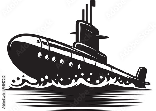 Nuclear submarine silhouette flat vector illustration isolated on a white background