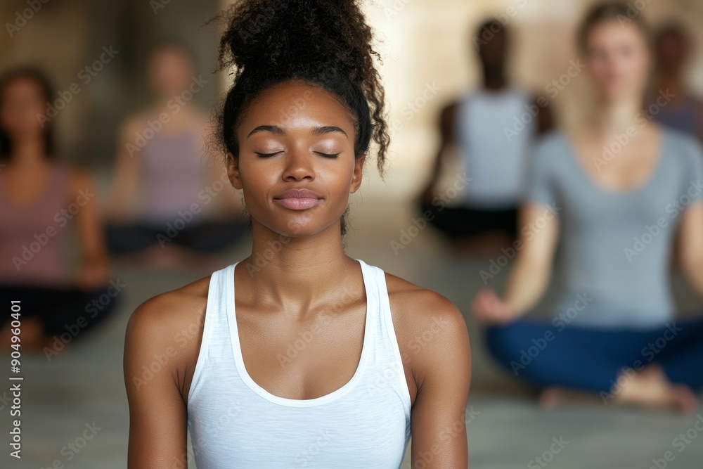 Group of Yoga Practitioners Meditating in a Tranquil Studio Environment Group of Yoga Practitioners Meditating in a Tranquil Studio Environment
