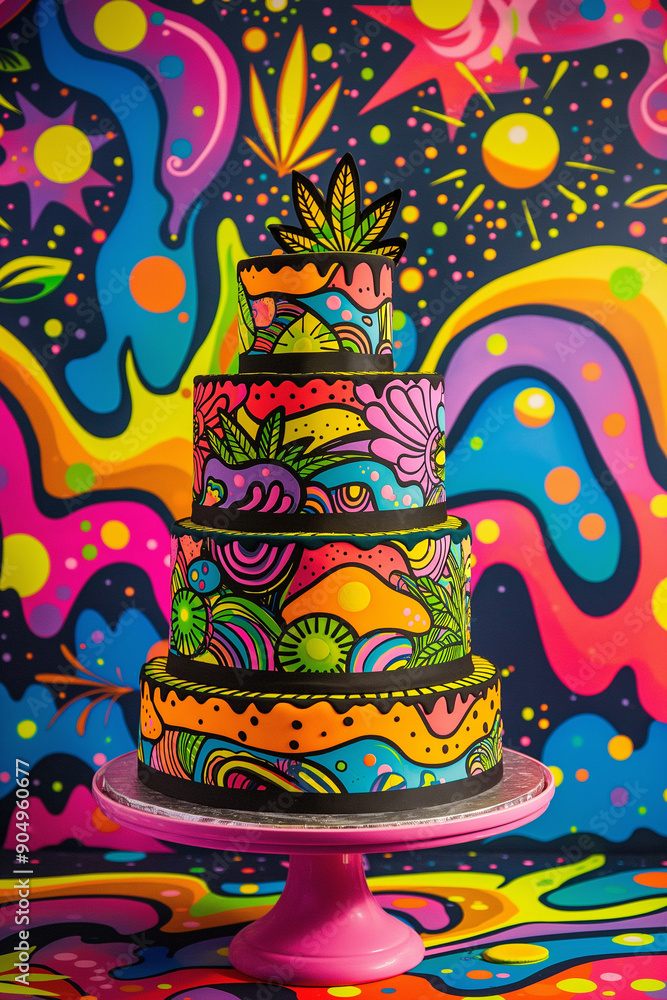 Obraz premium comic style cannabis cake