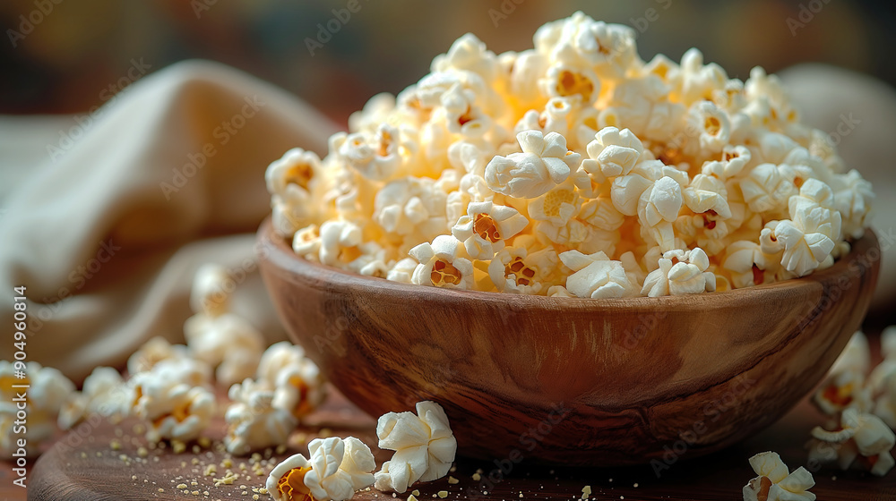 A close-up image of a bowl filled with freshly popped popcorn A close-up image of a bowl filled with freshly popped popcorn
