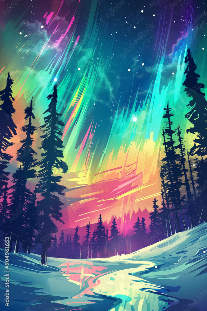 comic style northern lights background comic style northern lights background