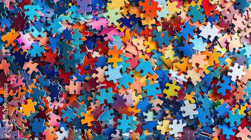 Whimsical Jigsaw-Like Confetti Collage Background AI Generative