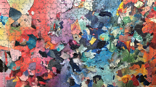 Whimsical Jigsaw-Like Confetti Collage Background AI Generative
