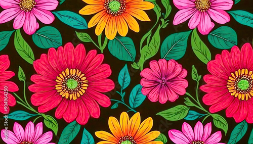 Vibrant Abstract Floral Pattern