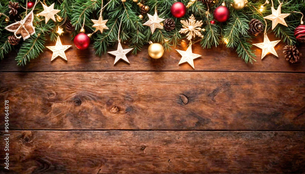 Christmas Decoration Frame on Wooden Background Christmas Decoration Frame on Wooden Background