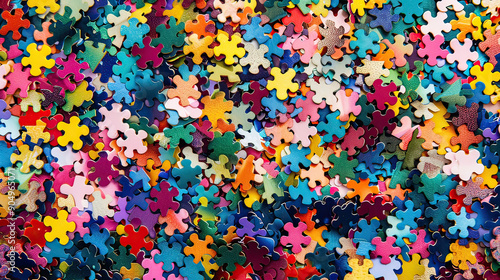 Whimsical Jigsaw-Like Confetti Collage Background AI Generative
