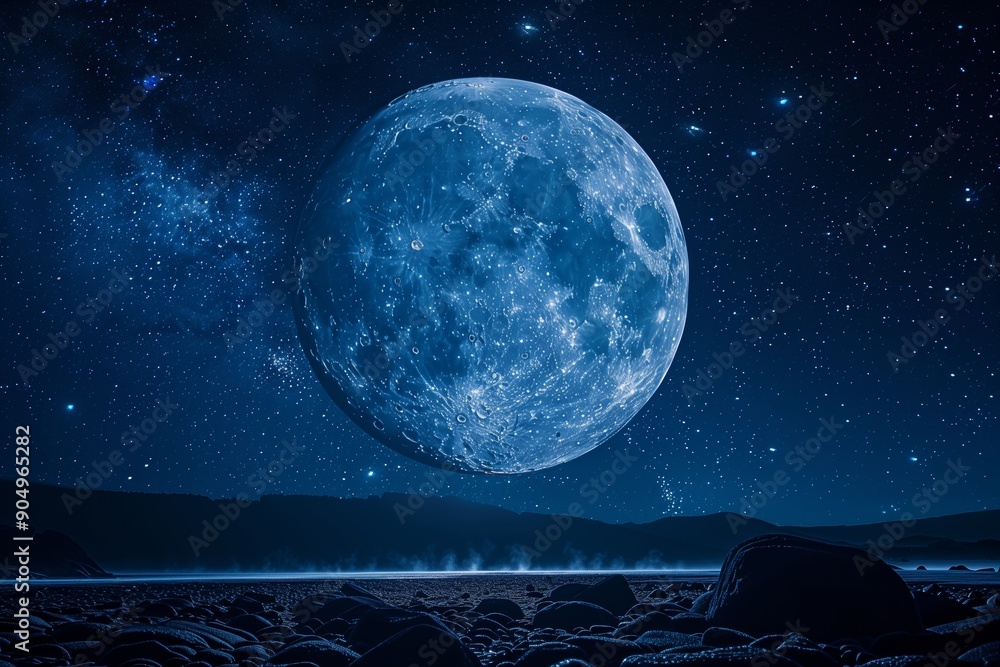 Fototapeta premium Stark Contrast: Isolated Night Sky with Stars and Moon on White Background