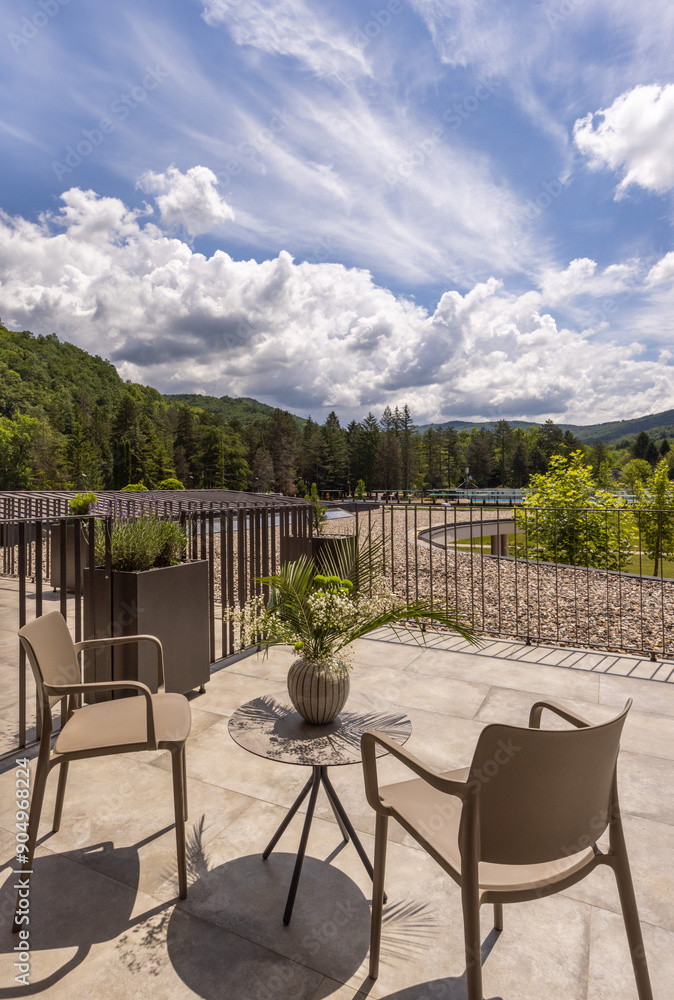 Beautiful hotel terrace with a view Beautiful hotel terrace with a view