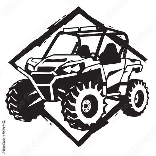 ALL TERRAIN VEHICLE in cartoon, doodle style . Image for t-shirt, web, mobile apps and ui. Isolated 2d vector illustration in logo, icon, sketch style, Eps 10, black and white. AI Generative photo