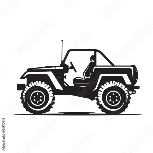 ALL TERRAIN VEHICLE in cartoon, doodle style . Image for t-shirt, web, mobile apps and ui. Isolated 2d vector illustration in logo, icon, sketch style, Eps 10, black and white. AI Generative photo