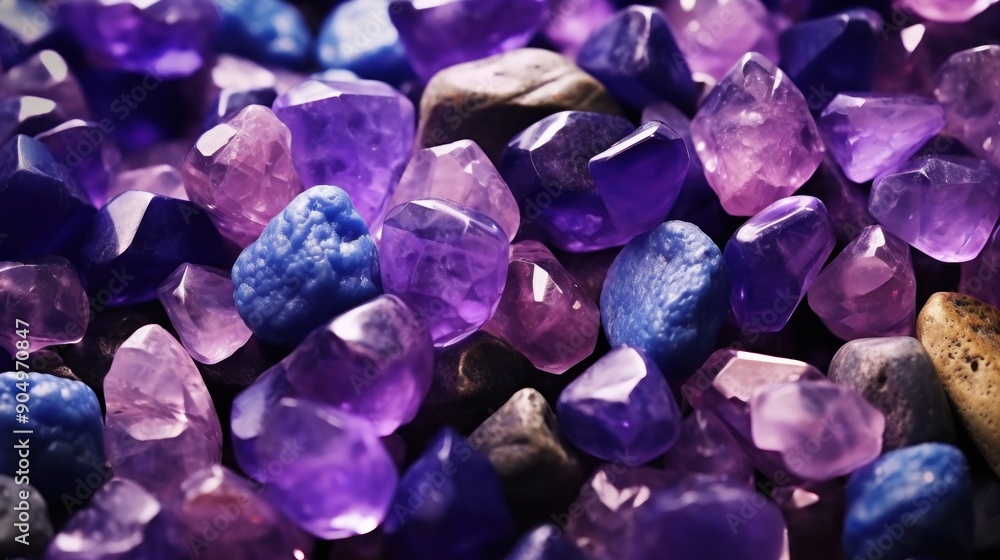Purple and Blue Gemstones Close Up Purple and Blue Gemstones Close Up