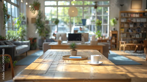 Wallpaper Mural Closeup working desk with computer and chair in the office Space interior design with minimalist style for work relaxation Morning light. Torontodigital.ca