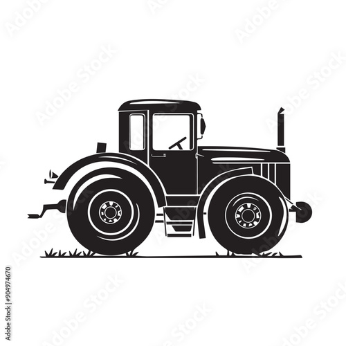 TRACKED TRACTOR in cartoon, doodle style . Image for t-shirt, web, mobile apps and ui. Isolated 2d vector illustration in logo, icon, sketch style, Eps 10, black and white. AI Generative