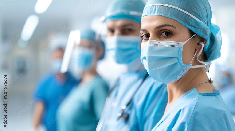 Medical professionals in a hospital, working together to provide care, Medical professionals in a hospital, working together to provide care,