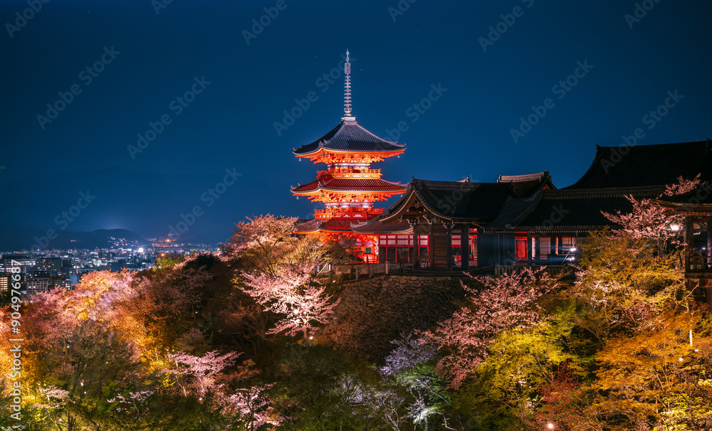 Fototapeta premium Kiyomizu dera temple ,light up in Spring, Kyoto, Japan