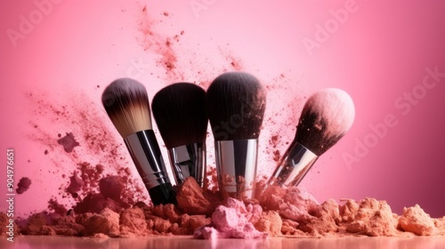 Makeup Brushes and Powder Explosion photo