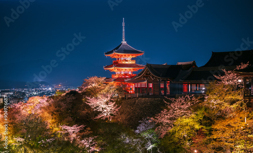 Kiyomizu dera temple ,light up in Spring, Kyoto, Japan