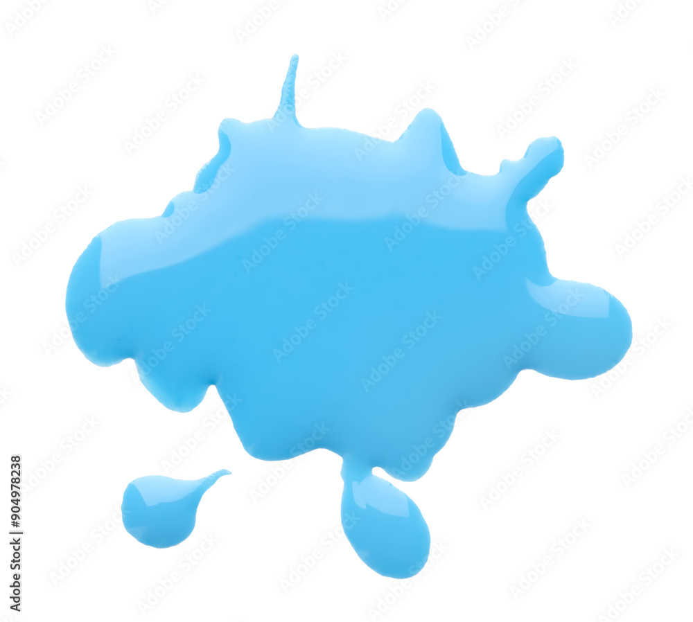 Blot of light blue printer ink isolated on white, top view Blot of light blue printer ink isolated on white, top view