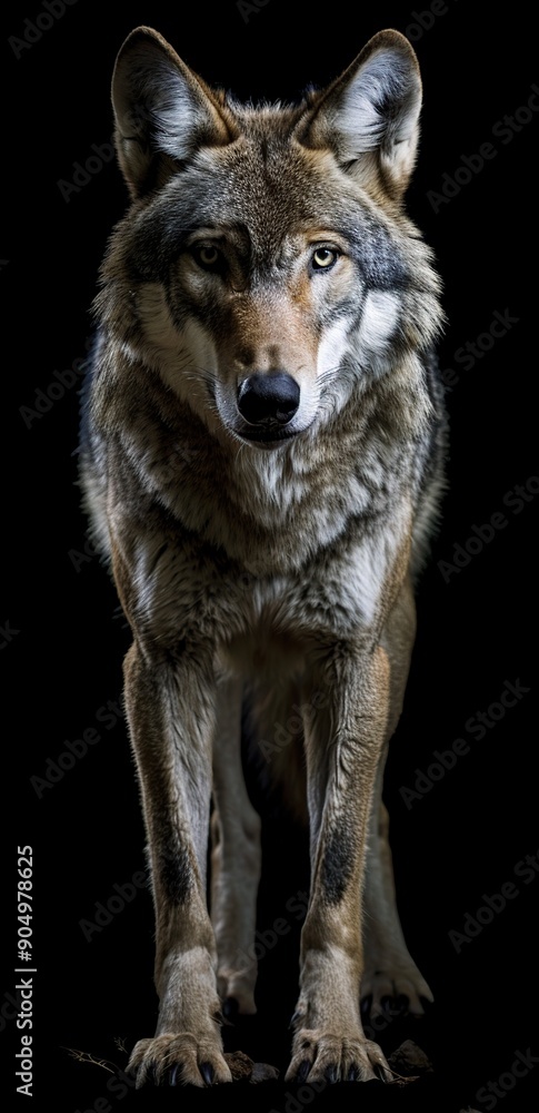 Portrait of Gray Wolf (Canis lupus) isolated on black background Portrait of Gray Wolf (Canis lupus) isolated on black background