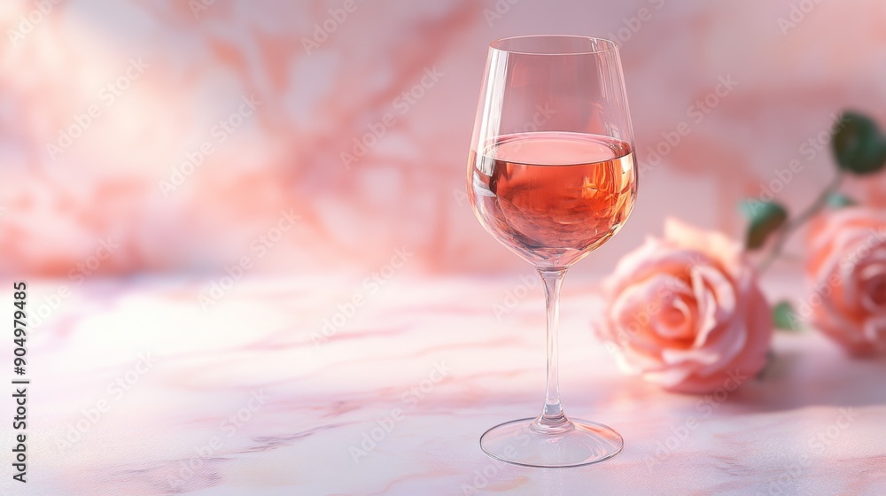 A beautiful glass of rosa wine with a soft pink color, seen in detail. A beautiful glass of rosa wine with a soft pink color, seen in detail.