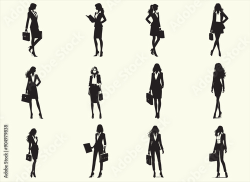 Business Women Silhouette Vector Illustration