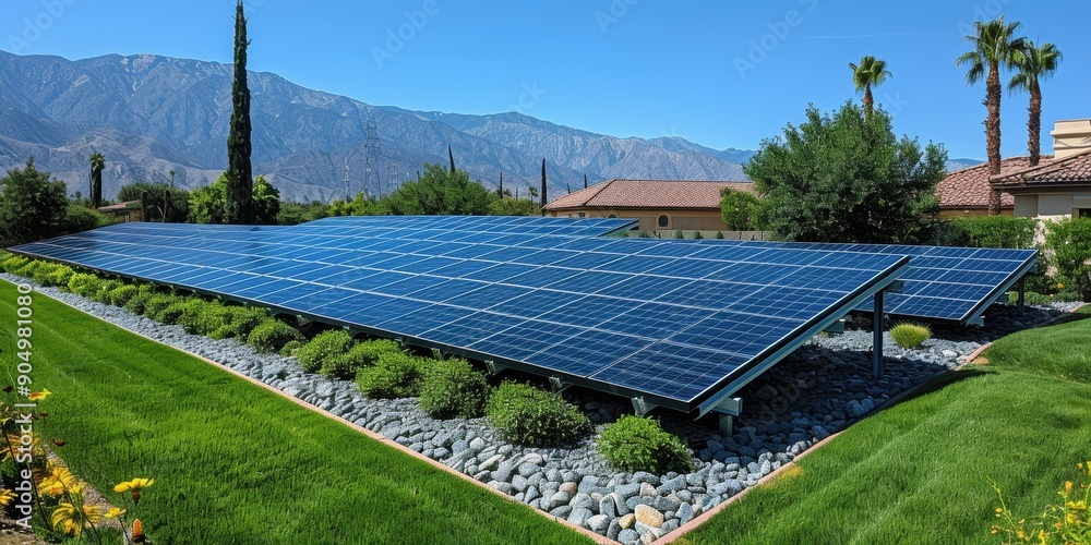 Solar Panels in a Desert Landscape Solar Panels in a Desert Landscape