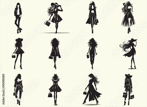 Fashion Girl Silhouette Vector Illustration