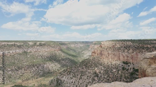 Mesa Verde national park, view of canyon. Colorado, USA. Panning shot.
