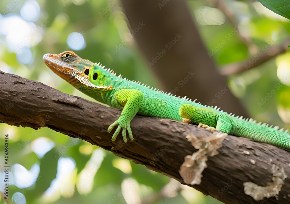 Fototapeta premium Resting Lizard Amidst Greenery
