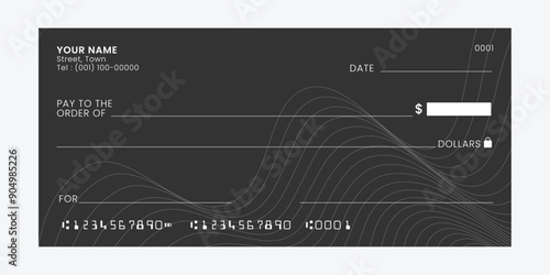 Blank bank check, checkbook cheque , vector mockup. Business or personal account cash pay cheque certificate or paycheck coupon from checkbook.