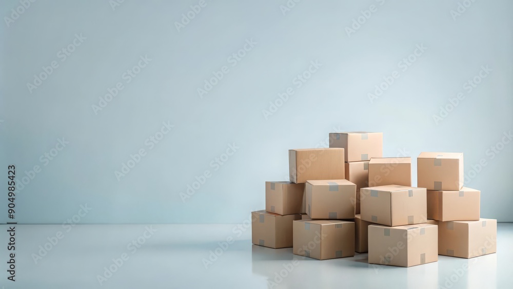 Clean background with cardboard boxes for e-commerce
Clean background with cardboard boxes for e-commerce