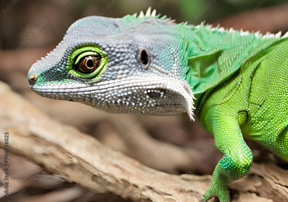 Close-Up of a Green and Gray Lizard Close-Up of a Green and Gray Lizard