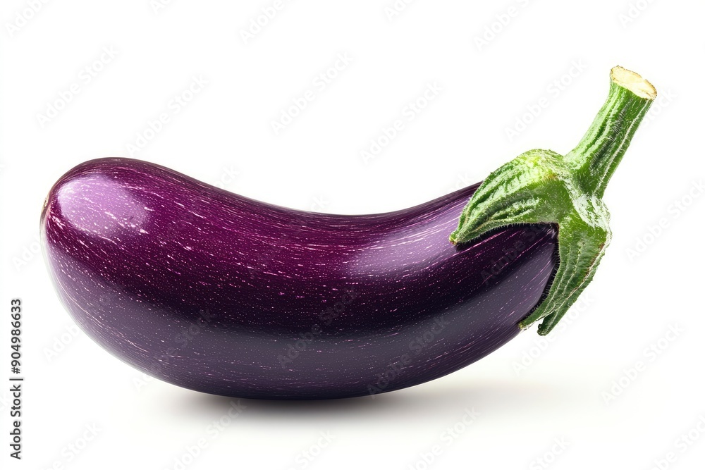 Eggplant isolated on white background, full depth of field, ai Eggplant isolated on white background, full depth of field, ai