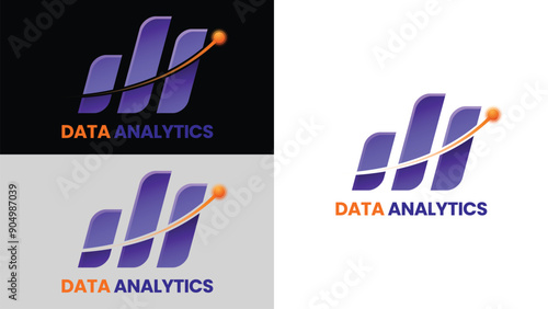Data Analytics logo with different colors with fully editable and high quality file