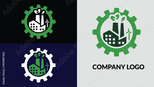 Recycle Factory in Green Gear with different colors with fully editable and high quality file