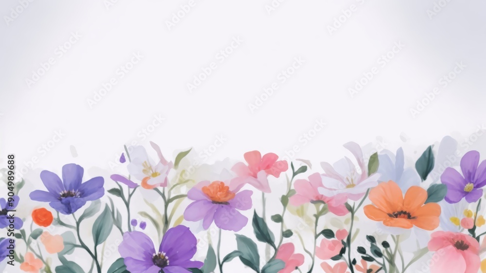 flores pintadas en acuarela sobre fondo blanco con textura flores pintadas en acuarela sobre fondo blanco con textura