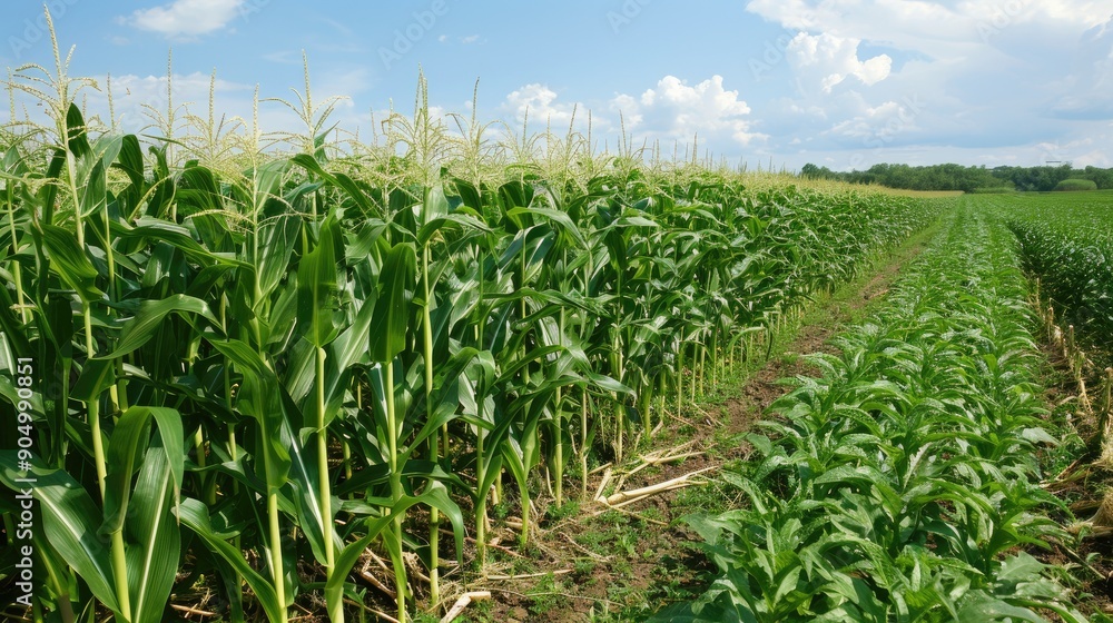 Corn plants are flourishing in a famous field Corn plants are flourishing in a famous field