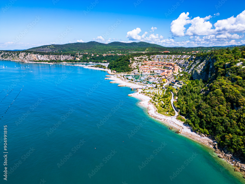 Fototapeta premium Between Duino Castle and Sistiana Bay. A wonder of the upper Adriatic coast.