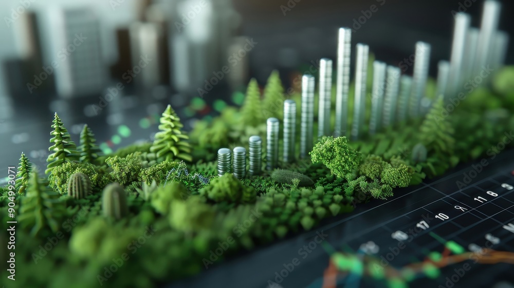 Bar graph showcasing fluctuating performance of green investment banking stocks. Bar graph showcasing fluctuating performance of green investment banking stocks.