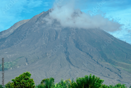 An active volcano known as Mount Sinabung at Berastagi in North Sumatra, Indonesia. photo