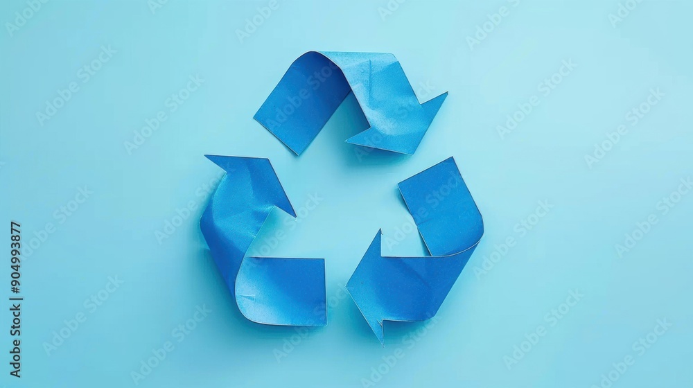 A blue recycling symbol on a blue background, emphasizing the theme of recycling and environmental sustainability A blue recycling symbol on a blue background, emphasizing the theme of recycling and environmental sustainability