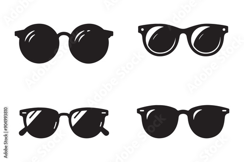 Sunglasses Icons Set Silhouettes of Men's and Retro Eyewear